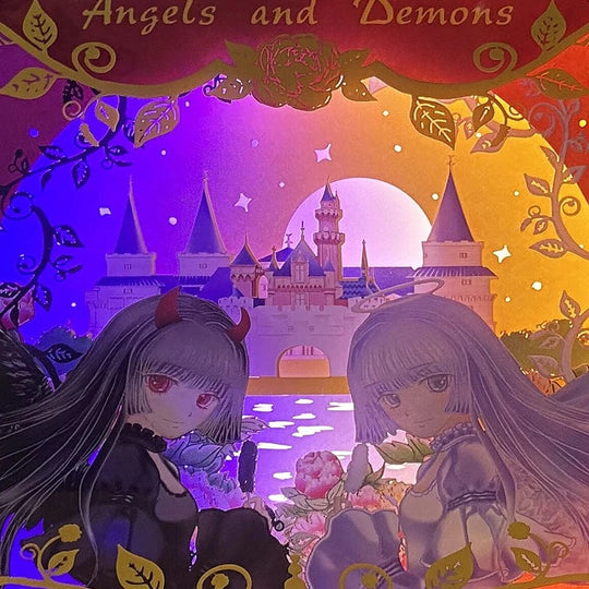 Duality Illuminated: Devil and Angel 3D Paper Craft Light Box - Unique Gifts & Crafts