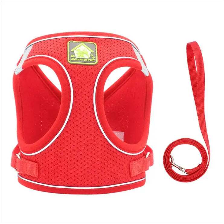 Stay Visible, Walk Safe: Reflective Breathable Dog Leash and Vest Harnesses