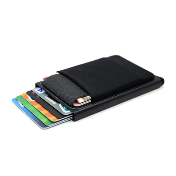 RFID Blocking Auto pop-up Card Holder Smart Wallet PU Leather Money Clip Front Pocket Card Holder