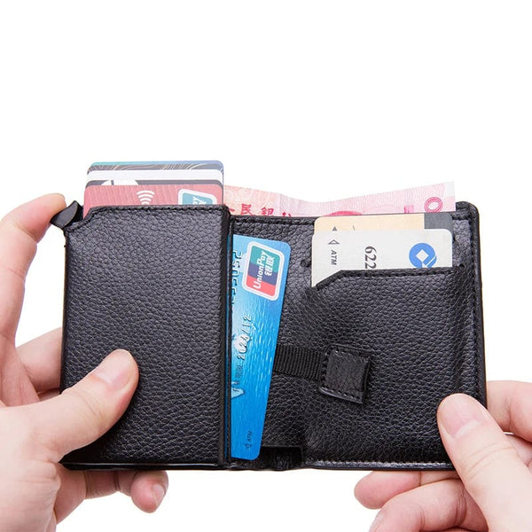 Security Meets Style: Metal Business Blocking Card Holder RFID Wallet with Soft Leather Touch