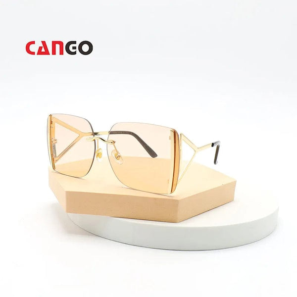 Square Oversized Rimless Sunglasses for Women - Stylish Female Shades