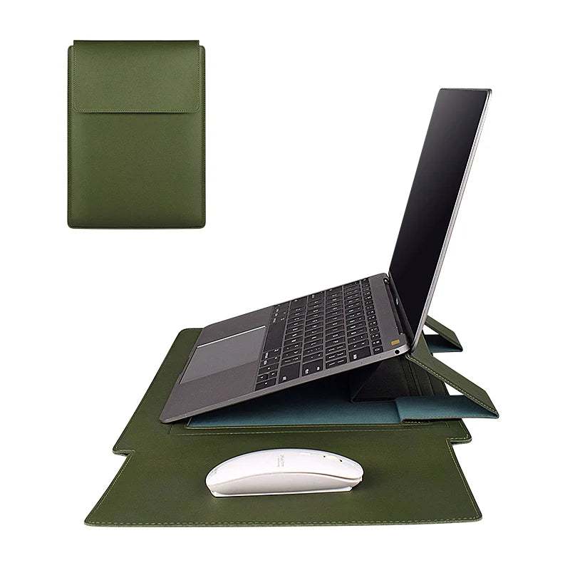 PU Leather Sleeve Case For Laptop Leather Stand Cover Portable Notebook Protector Bag