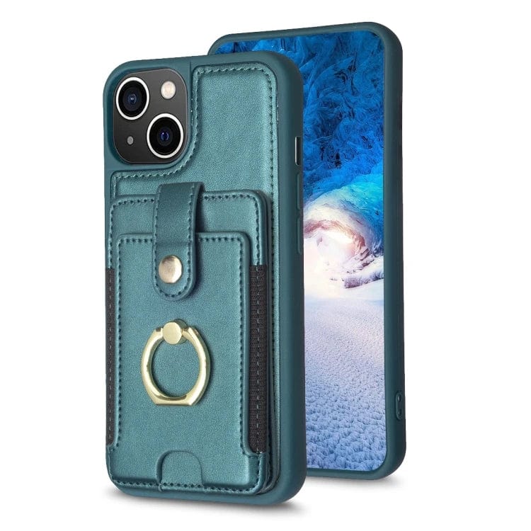 BF27 Metal Ring Card Bag Holder Phone Case For iPhone X/XR/SE/7/8/11/12/13/14/Pro Max/Plus Smart Phone Case