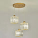 Luxury Illumination: Transform Your Space with a 3-Head Round and Square Gold Crystal Pendant Light