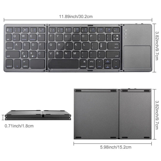 Enhance Productivity on the Go with our Portable Bluetooth Touch Pad Wireless Keyboard