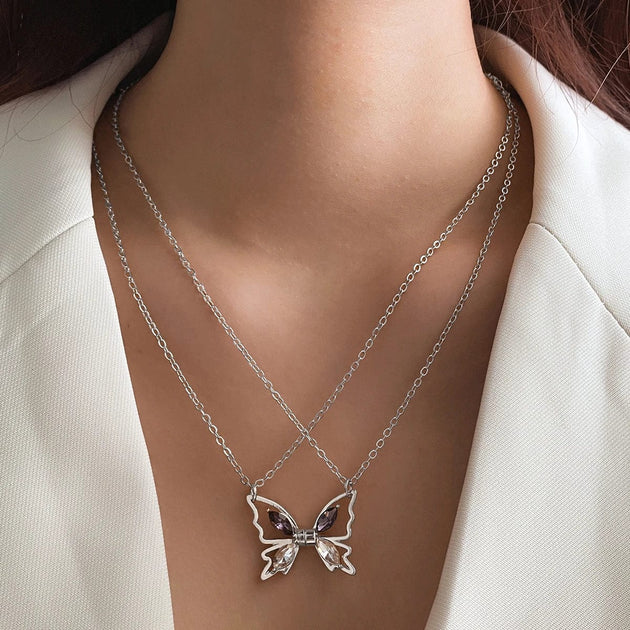 Gemstone Big Butterfly Necklace for Women.