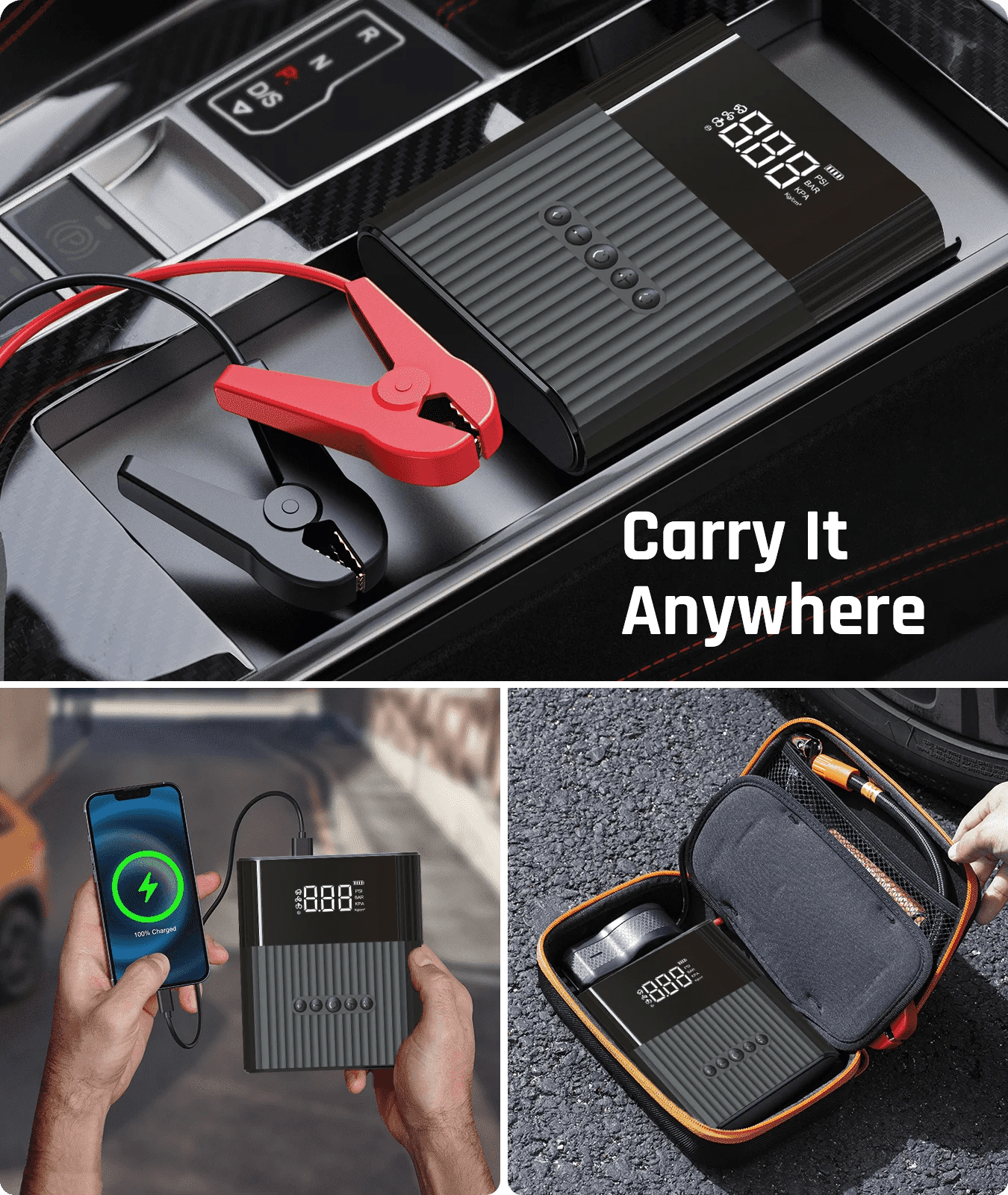 Vehicle Jump Starters - New Technology Rechargeable Car Jump Starter with Tire Inflator