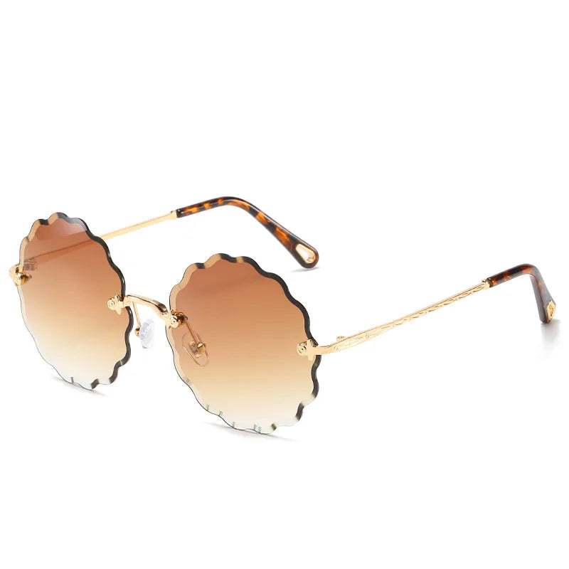 Exquisite Floral Rimless Sunglasses: Fashion Luxury for Women & Men