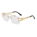 Double Bridge Stylish Rimless Sunglasses: Fashion Metal Vintage Leopard Head Women's Sun Glasses
