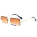 Trendy Luxury Vintage Rectangle Sunglasses for Women: Oversized Rimless Shades