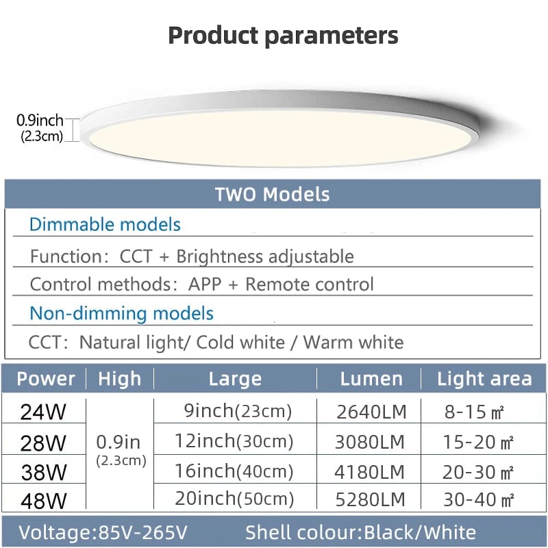 Seamless Elegance: APP-Controlled Ultra Thin LED Ceiling Lights for Modern Indoor Lighting