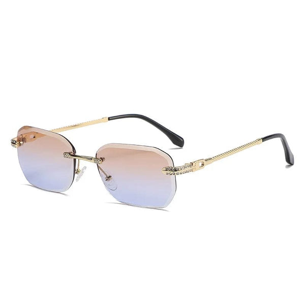 Fashion Trendy Sun Glasses - Women's Rimless Diamond Decoration Glasses, Frameless Sunglasses