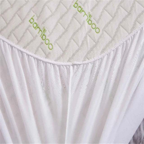 Hypoallergenic Waterproof Fitted Bed Sheet with Quilted Bamboo Jacquard