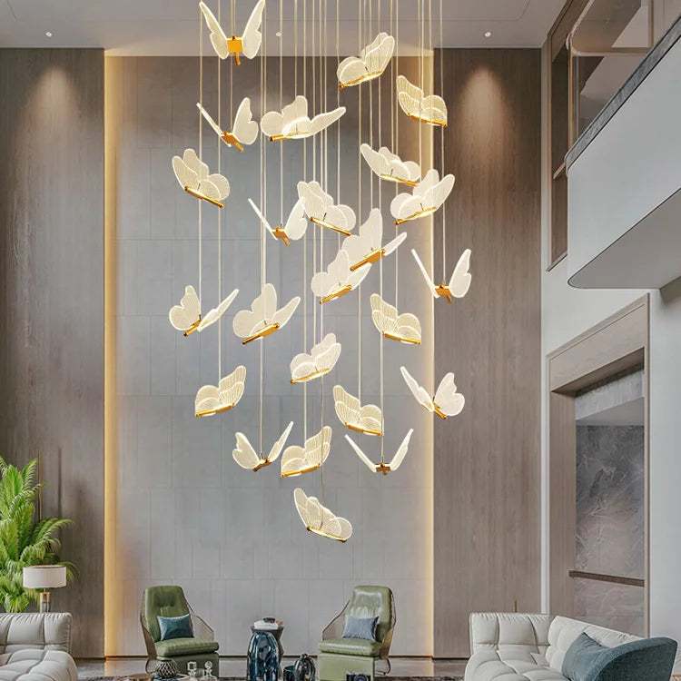 Butterfly Elegance: Acrylic Shape Ceiling Lamp – Captivating Decor Lighting for Hotel, Villa, and Staircases