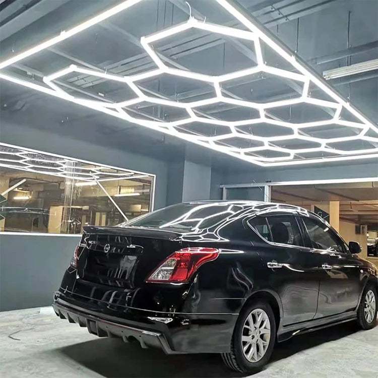 Modern Design, Superior Illumination: Honeycomb Hexagon Ceiling Lamp for Car Wash