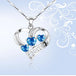 Diamond Inlaid Love Clavicle Necklace: Blue Three Heart Pendant for Women