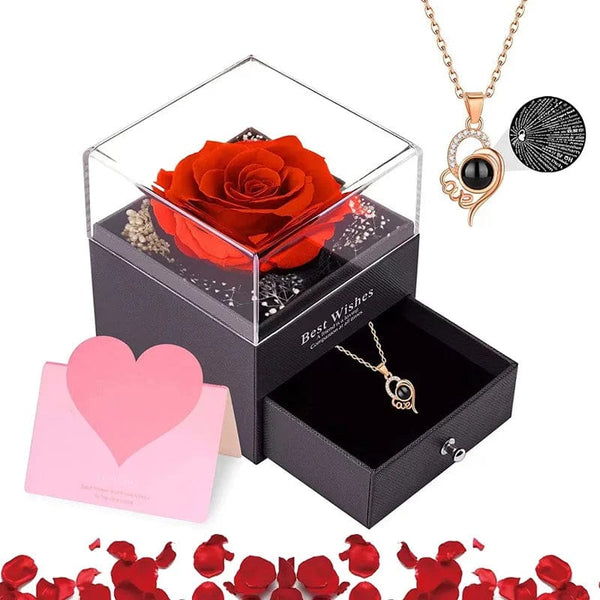 Nature's Embrace: Women's Valentine's Day Christmas Gift - Preserved Rose Necklace
