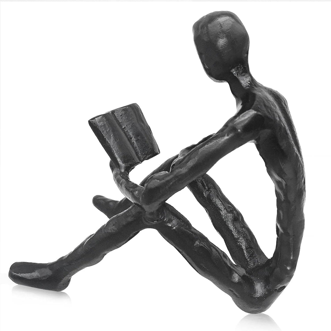 Cast Iron Sculpture: Small Metal Reading Books Figurine