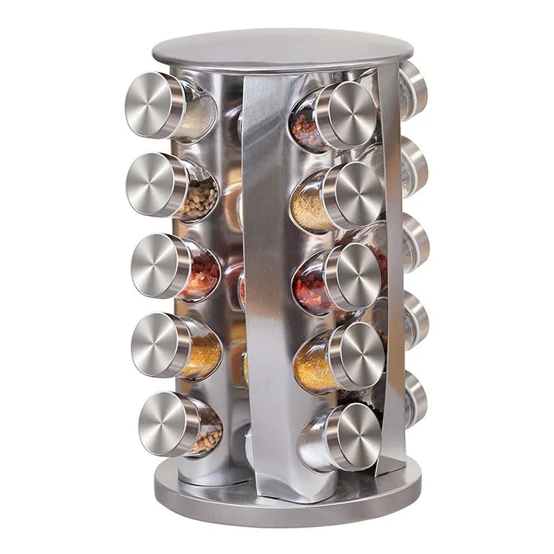 Rotating Metal Storage for Clear Seasoning Spice Jars - Spice Rack Set