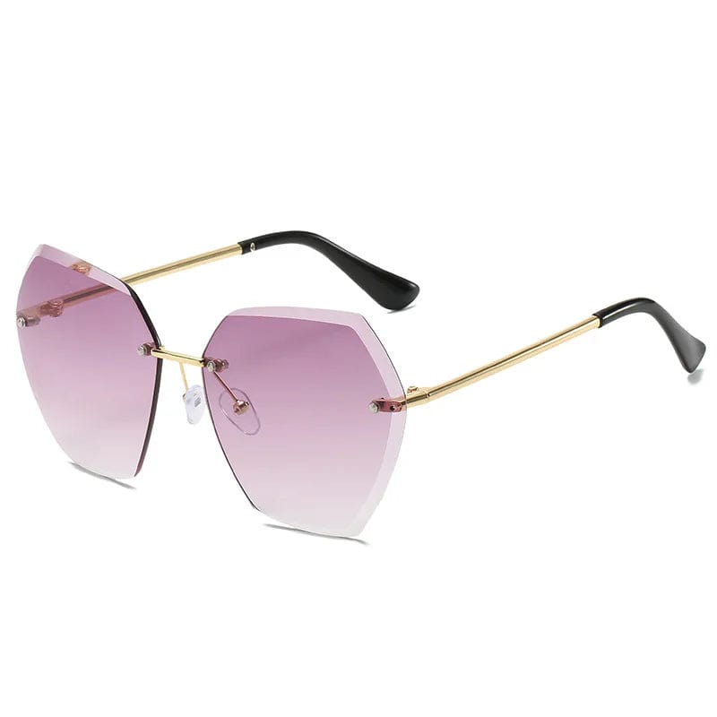 Luxury Designer Polygon Rimless Sunglasses: Fashionable Small Shades for Women