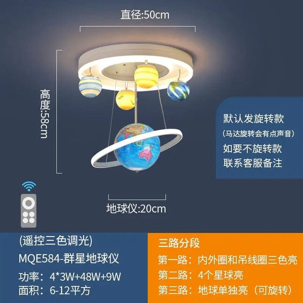 Modern Design Special 3d Printed Saturn Light Led Earth ceiling lamp creative chandelier for bedroom kids room