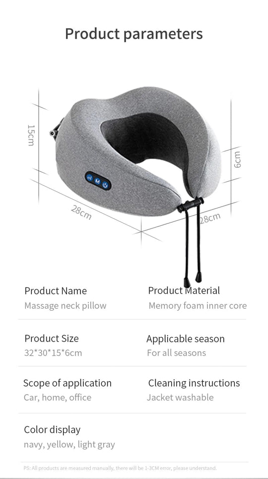 Relax and Unwind: Electric U-shaped Massage Pillow with Kneading and Hot Compress