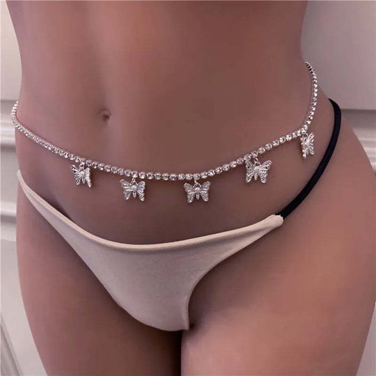 Butterfly Crystal Waist Chains - Fashion Body Accessories Jewelry for Women and Girls, Belly Body Chain