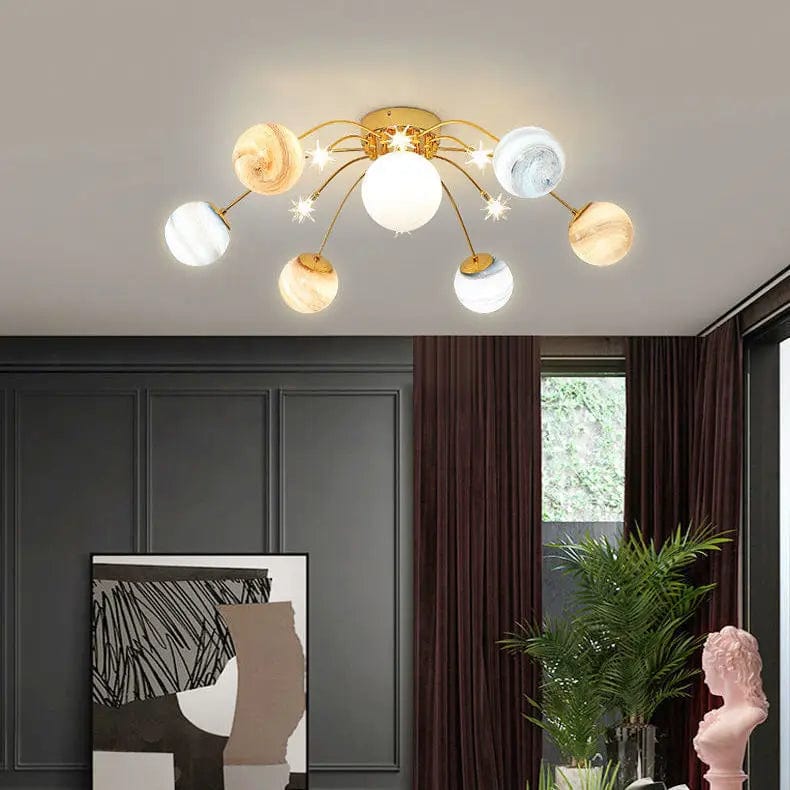 Glass Moon Pendant Ceiling Lamp - Modern Chandeliers for a Creative Living Space