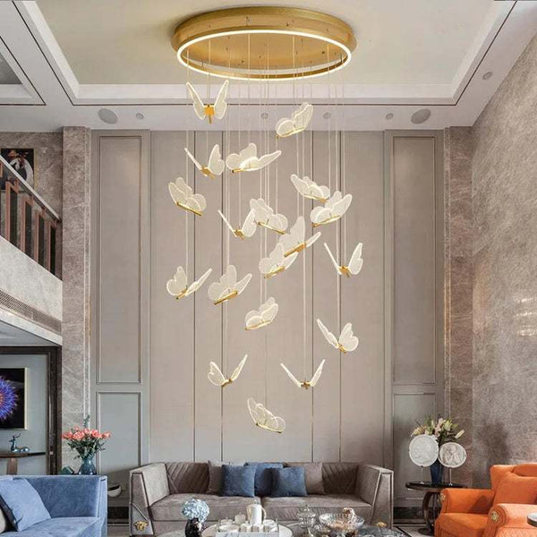 Butterfly Elegance: Acrylic Shape Ceiling Lamp – Captivating Decor Lighting for Hotel, Villa, and Staircases