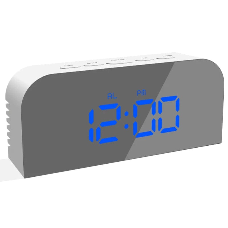 Modern Alarm Clock with USB Charger Ports Digital Mirror Alarm Clock Best Decorative for Table Bedroom Wall LED Time Clock