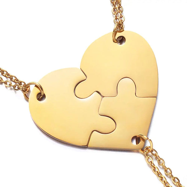 Forever Linked Hearts: Personalize Your Bond with Our Stainless Steel Puzzle Necklace