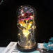 Eternal Spark: Artificial Valentine's Day Gifts - Golden Rose LED Lamp in Glass Dome