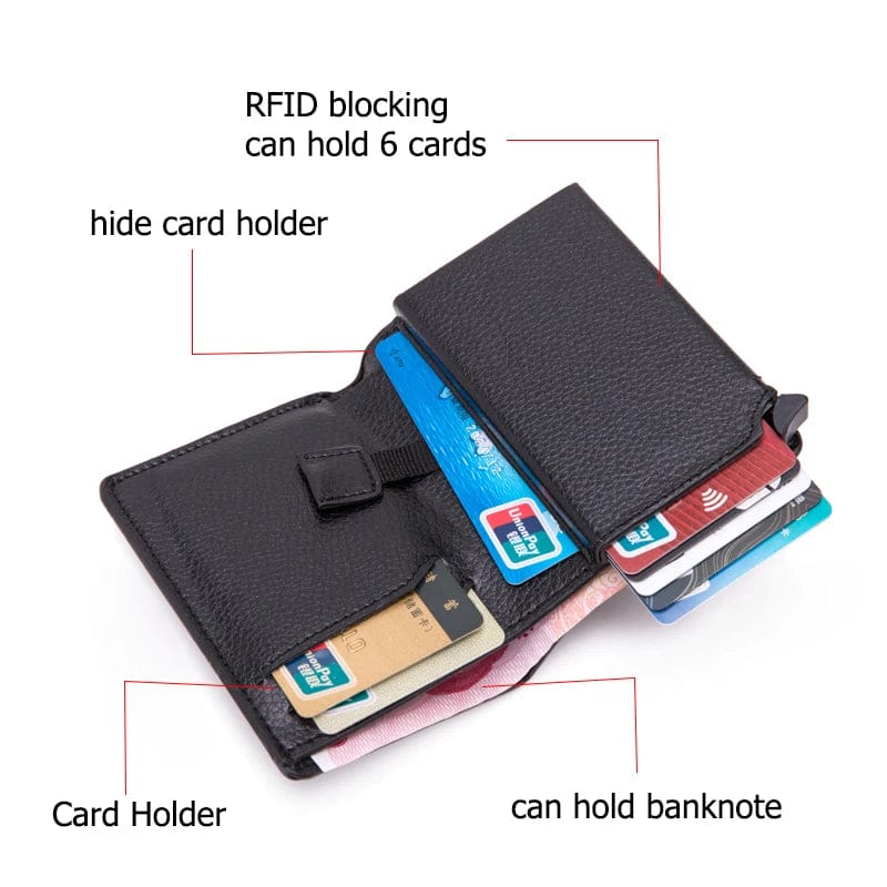 Security Meets Style: Metal Business Blocking Card Holder RFID Wallet with Soft Leather Touch