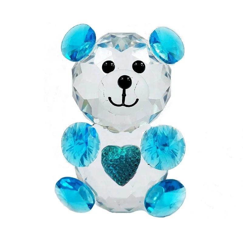 DILU Creative Cartoon Heart Bear Handmade Crystal Glass Ornament Pink Green Red Light Blue Animal Teddy Bear Model Deco Crafts