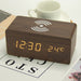 Wooden LED Alarm Clock: Digital Clock with Wireless Charger for Phones 5W/10W Qi