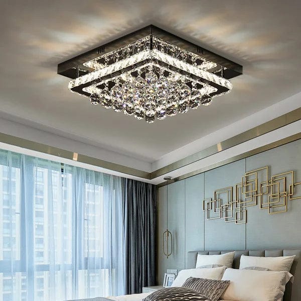 Dining in Elegance: Square LED Ceiling Lamp - Decorative Stainless Steel Chandelier for a Refined Restaurant Atmosphere