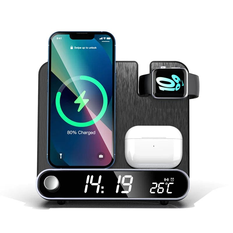 Multifunctional 3 in 1 Wireless Charger – 15W Fast Charging with LED Display Clock