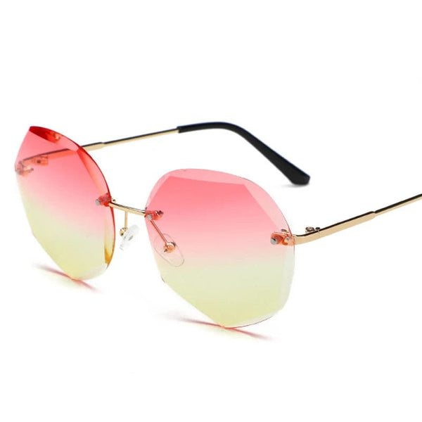 Stylish UV400 Oversized Rimless Sunglasses for Women - Trendy Fashion Eyewear