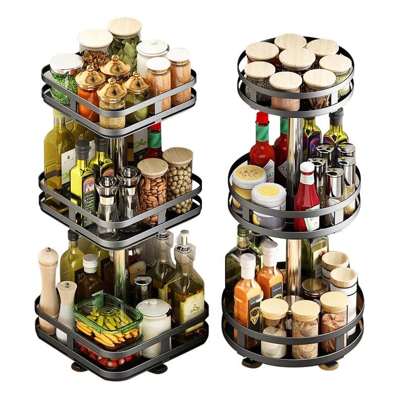 Stainless Steel Adjustable Shelf 3 Tier Organizers: 360-Degree Kitchen Storage Solution