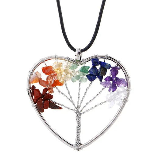 Embrace Serenity: Tree of Life Pendant Amethyst Rose Crystal Necklace for Chakra Harmony