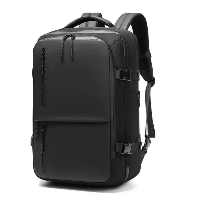 Black Waterproof Elegance: Large Capacity Business Backpack for Modern Travelers