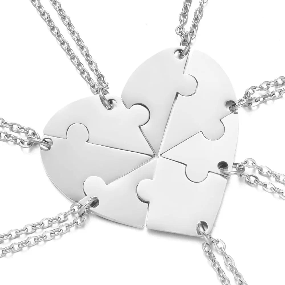 Forever Linked Hearts: Personalize Your Bond with Our Stainless Steel Puzzle Necklace