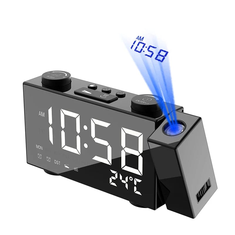 LED Projection Alarm Clock: Digital Table or Wall Clock with Radio Functionality