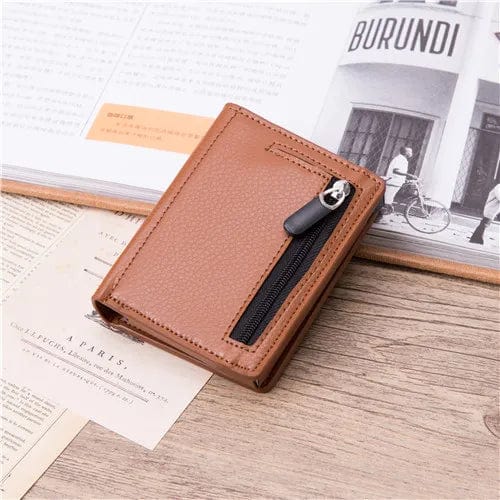 Security Meets Style: Metal Business Blocking Card Holder RFID Wallet with Soft Leather Touch