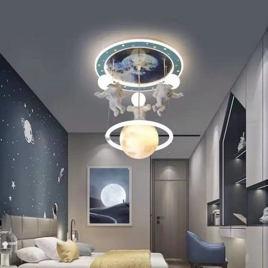 Whimsical Wonder: Moon Chassis Spaceman Ceiling Lamp - Modern Classic Decor for Kids' Rooms