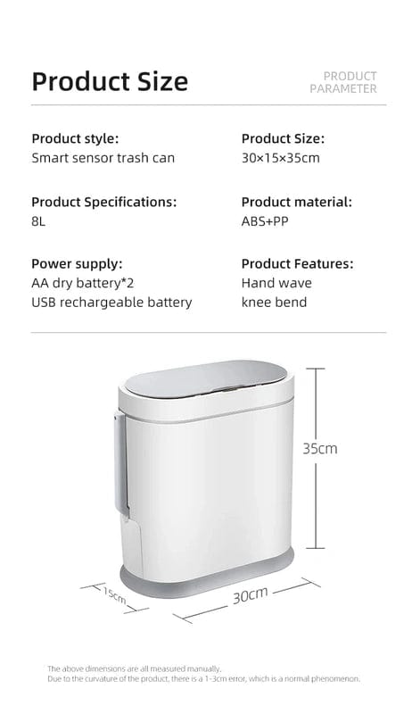 Smart and Stylish: Introducing the Household Waterproof Sensor Bin with Toilet Brush