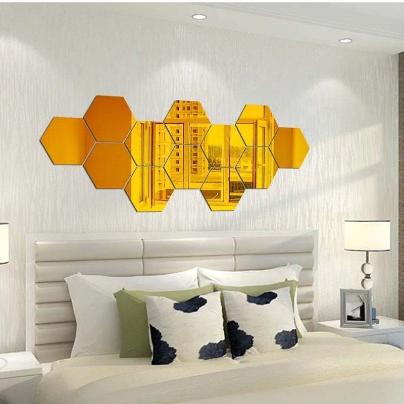 Mirror Magic: Creative Home Hexagon Mirror Wall Stickers for Artful Wall Decoration