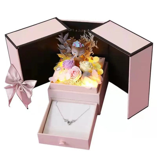 Eternal Romance: Pink Double-Door Soap Rose Gift Box for a Creative Valentine's Day