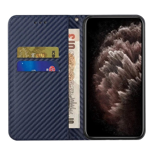 Carbon Fiber Magnetic Flip Leather Case for Huawei P30 Pro and P40 Lite E 9A 20 10i Wallet Cover