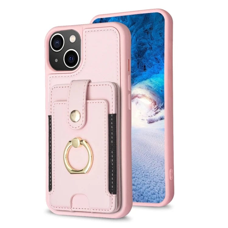 BF27 Metal Ring Card Bag Holder Phone Case For iPhone X/XR/SE/7/8/11/12/13/14/Pro Max/Plus Smart Phone Case